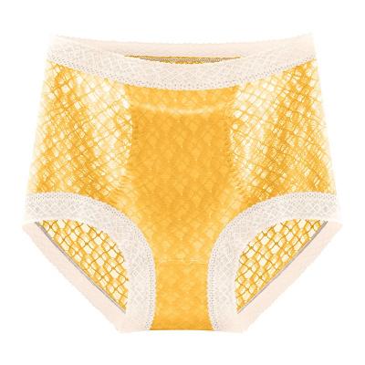 China Classic Mature Comfortable Breathable Antibacterial Slip Slimming Hippie High Cut Lace Cotton Briefs Panties Set For Women for sale