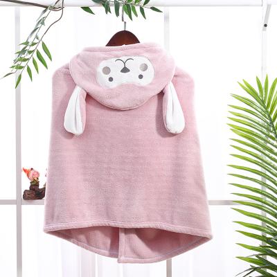 China Coral Pile Thick Children's Bath Towel Baby Hat Bath Towel Blanket Soft Absorbent Blanket Child Safe Towels High Quality Luxury Hooded Cap Design for sale