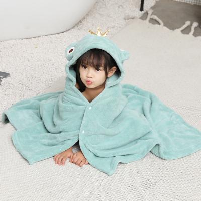 China High Quality Kid Safe Coral Velvet Baby Bath Towel With Hood Soft Absorbent Children Bath Towel Hooded Blanket for sale