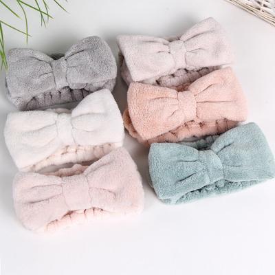 China Fashion Coral Velvet Solid Color Face Wash Makeup Spa Headbands Simple Non-slip Elastic Headband for sale