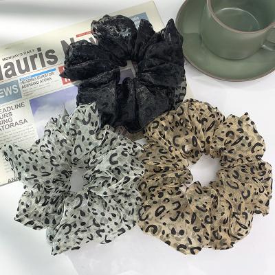 China Large Leopard Print Fashion Gauze Scrunchies Lady's Silk Hair Scrunchies Stats Hair Accessories Simple Hair Rope for sale