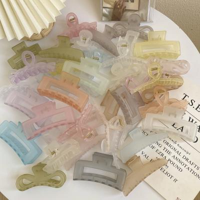 China Fashion to frosted jelly color hair claws female large claw Japan and Korea retro hair trinket shark hairpin for sale