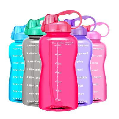 China 2.2L Bpa Free Tritan Fitness Water Bottle 3.78L Viable With Time Marker Motivational Straw for sale