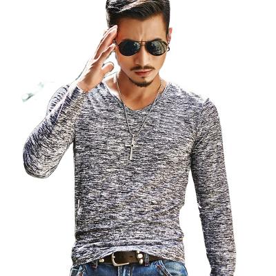 China New Vintage Multicolor Slim Pullover Breathable Hot Selling Casual V-Neckline Plus Size Bottom T-shirt For Men for sale