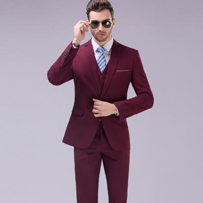 China 2021 Anti-wrinkle fashion slim fit 3 piece men's sports color suit black business matching men suits for sale