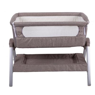 China Hot Sale Durable+adjustable+Mobile Baby Bedside Baby Crib Bed Frame Luxury Aluminum Adjustable Height Easy Folding Co-Sleeper for sale