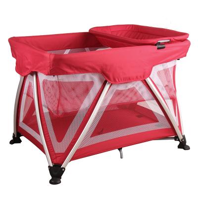 China A Convenient Portable Aluminum Hand Folded Baby Playpen Portable Baby Crib EN716 Portable Hand Folded Baby Playpen Baby Cradle Frame One for sale