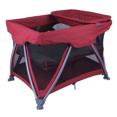 China A Convenient Portable Aluminum Hand Folded Baby Playpen Portable Baby Crib EN716 Portable Hand Folded Baby Playpen Baby Cradle Frame One for sale