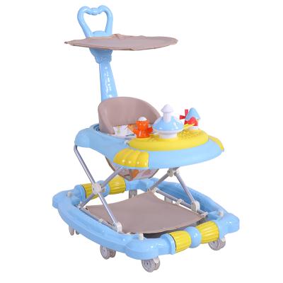 China Hot Sale China Musical Toy Tray Baby Walker with Music Activity Toy Tray Rocking Baby Walker with Push Bar and Canopy for sale