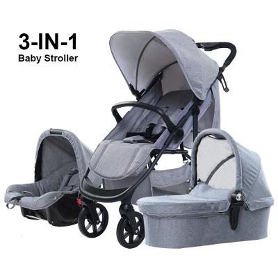 China One Hand Folding 3 IN 1 Baby Prams with Carry Cot and Car Seat Cup Holder Foot Cover Mosquito Net EN1888-2 Standard Baby Stroller for sale