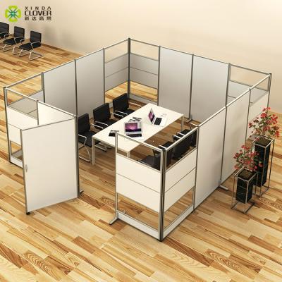 China Easy Installation Aluminum Profile Melamine Glass Panel Movable Office Partition Wall With Door for sale