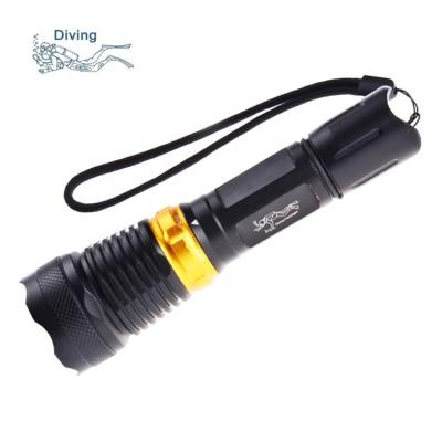 China Diver IP68 Waterproof Underwater Flashlight IP68 LED Flashlight Rechargeable Diving Torch for sale