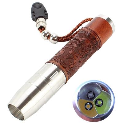 China Super Multi Function 2019 September Tri Color Torch Light Stainless Steel Flashlight for sale