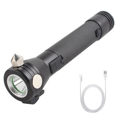 China Convenient Car Emergency Alarm Safety Tools Solar Flashlight With Hammer Knife for sale