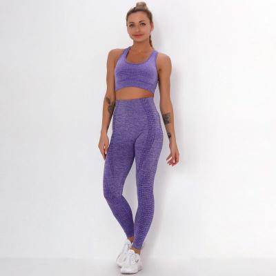 China Breathable Womens Yoga Teams 2 Piece High Waisted Leggings With Sports Bra Gym Clothing Sets for sale