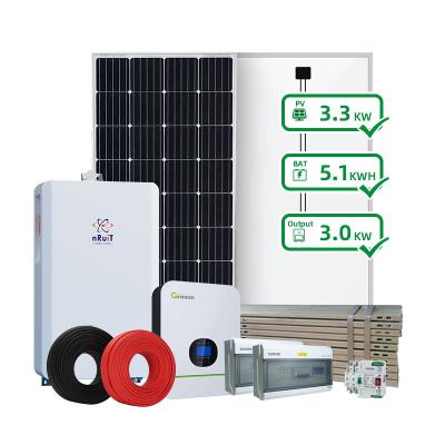 China Home Complete 3kw Off Grid MPPT Lithium Ion Battery Inverter Power Water Heater Storage Bank Set Solar Energy System For Home for sale