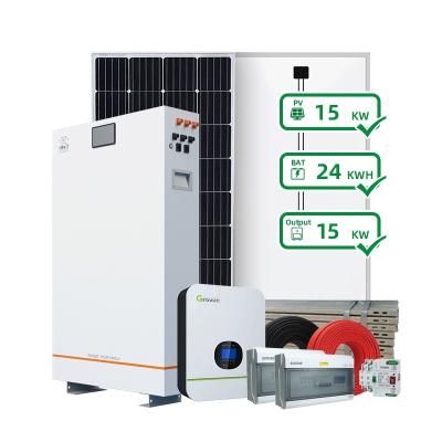 China Home Off Grid High Efficiency 20kw 24kw 30kw Solar System Complete Solar Panels Rate Inverter Solar System For Home for sale