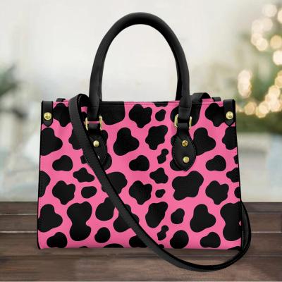 China Fashion leopard print pink color metal buckle large capacity ladies fashion stylish creative custom leather purses and handbags for sale