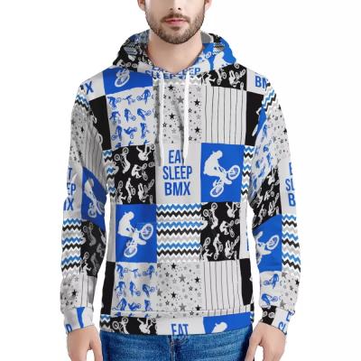 China Blue Anti-wrinkle Bicycle Pattern Design Grid Plus Size Mens Hoodies And Sweatshirts Sweaters Women Full Casual Unisex Dropshipping MOQ1 for sale