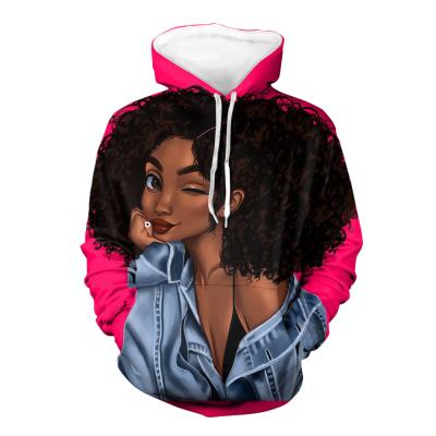 China Anti-wrinkle Afro Black Girls Print Hoodies Fashionable Women Tops Sweater For Youth Girls Melanin Autumn Sweater Hooded Hoodie for sale