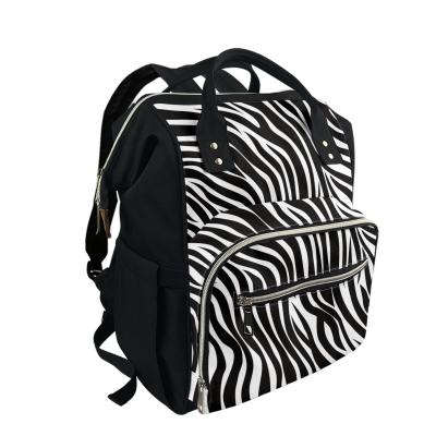 China Hot Sale Zebra Stripe Backpack Nursing Bag For Mom Baby Diaper Custom Baby Diaper Bags Backpack For Mother Mum Dropshipping Backpack for sale