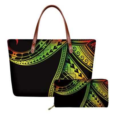 China MOQ1 Fashion Vintage Original Tribal Polynesian Lightweight Casual Ladies Shoulder Bags With Long Handles Large Neoprene Top-handle Bags for sale