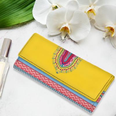 China Full Print Waterproof Yellow African Floral Tribal Ladies Pinch With Famous Brands Women Long Wallet Designer Leather Wallets Dropshipping for sale