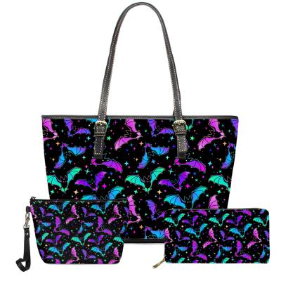 China Fashion Helloween Bats And Flying Stars Printed Women Handbags Set Large Cheap Ladies Tote Female Shoulder Bags With Purses Bolsas Bags for sale