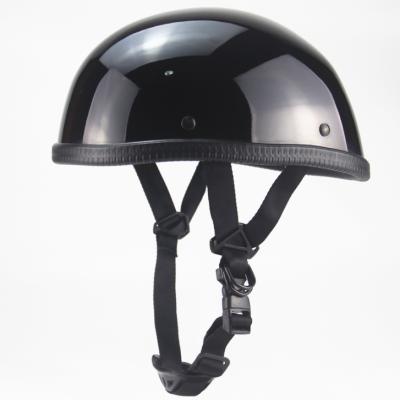 China Special Lightweight Open Face Shiny Black Half Circle ABS Vintage Motorcycle Adjustable Helmet For Urban Road for sale