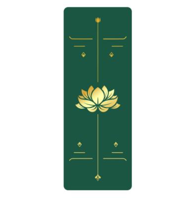 China Exercises Green PU Nature Yoga Rubber Mat Customized Metallic Gold Line Extra Thick Custom Printing Lotus For Fitness for sale