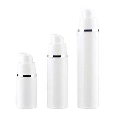 China 1oz 15ml 30ml 50ml PP Gold Silver Ultraviolet Proof Luxury Plastic Cosmetic Lotion White Airless Pump Bottle for sale