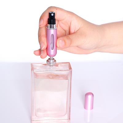 China 5ml Cosmetic Refillable Perfume Spray Bottle With Window Mini Portable Aluminum Atomizer Bottles for sale