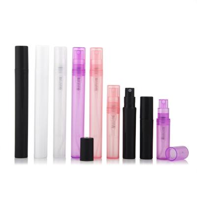 China Wholesale 5ml 8ML Cosmetic 10ml Frosted Pink Black Purple PP Pen Perfume Spray Bottle Plastic Material for sale