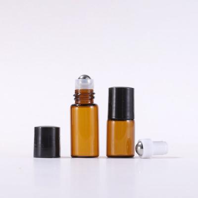 China Cosmetic Glass Perfume Rollball Bottle Brown Essential Oil Single Bottle for sale