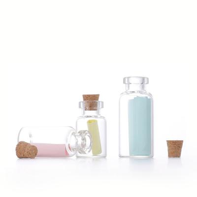 China 1.5ml 2ml 3ml 5ml 10ml 15ml 20ml 30ml Cosmetic Empty Vials Mini Sample Jars Glass Bottles Clear With Corks for sale