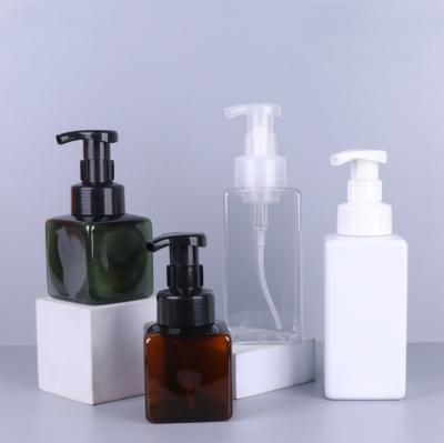 China Shampoo 250ml 450ml 650ml Amber / Green / White / Blue / Pink / Transparent Square Foaming Pump Bottle for sale