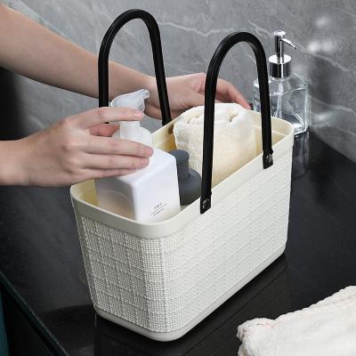 China Viable Wholesale High Standard Style PP Style Storage Japanese Plastic Canvas Basket With Handle For Home Organizers for sale