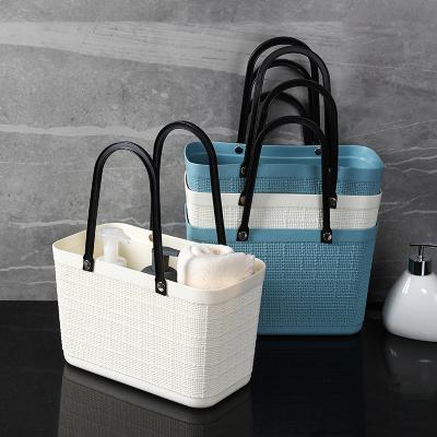 China 2022 Sustainable Hot Selling Amazon Plastic PP Canvas Model Large Capacity Storage Basket With Handle for sale