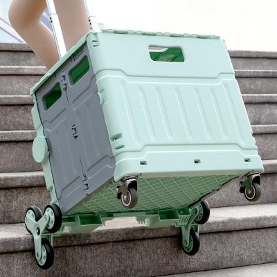 China Sustainable Hot Selling Large Size Foldable Supermarket Shopping Trolley Box Trolley With 2 Wheels for sale