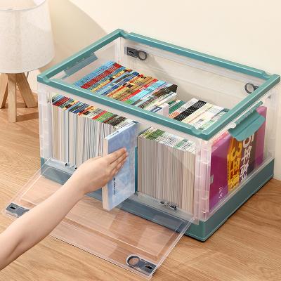 China Viable Extra Large Collapsible Sundries Soft Books Toys Storage Bin Foldable Clear Storage Box With Side Door for sale