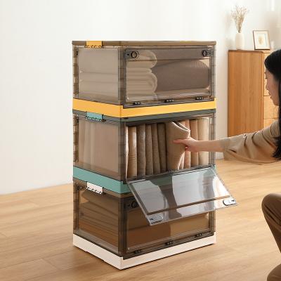 China Side Opening Storage Box Home Toys Book Box Viable Foldable Clear Plastic Storage Box for sale