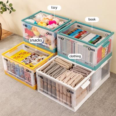 China Viable high quality clear plastic stackable side open book storage box with pulleys for sale