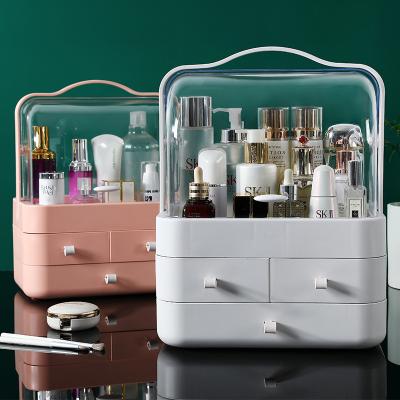 China Cosmetics 2022 New Sustainable Dust Proof Plastic Storage Box Organizer Makeup Storage Box With Handle for sale