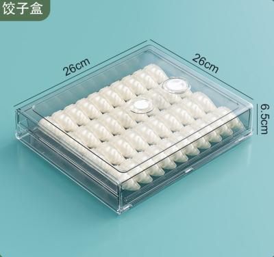 China Dumpling Clear Frozen Fresh Container Storage Freshness Storage Kitchen Fridge Storage Box Fridge Plastic Organizer for sale