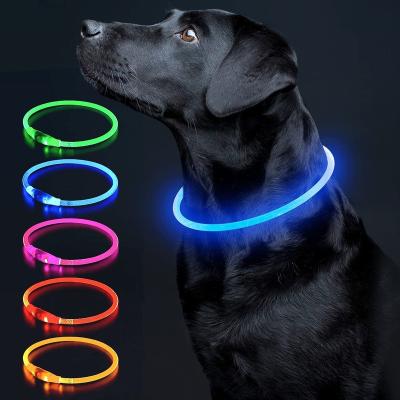 China Small Medium Large Water Resistant Stocked Christmas Dogs Rechargeable USB TPU Light Up Dog LED Collars for sale