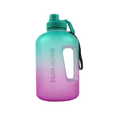 China Small MOQ factory direct sale viable portable petg material bpa free gym water bottle 2.2l with time marking for sale