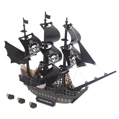 China Eco-Friendly Laser Cutting Educational and Practical 3D DIY Bead Boat Wooden Black Puzzle Wholesale High Quality Kids Toys for sale