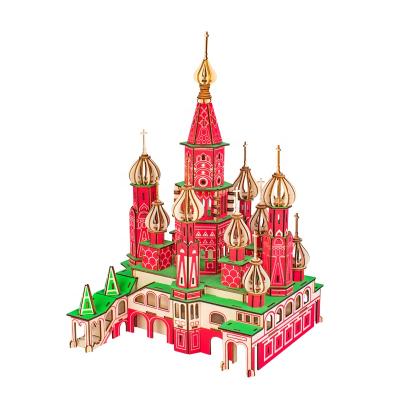 China Hot Selling Eco - Friendly Laser Cut Wooden 3d Puzzles Diy World Famous Building for sale