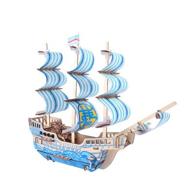 China Cheap Educational Wooden Wooden Toys Laser Ship Dream Puzzle Boat Eco-friendly 3d DIY Cut for sale