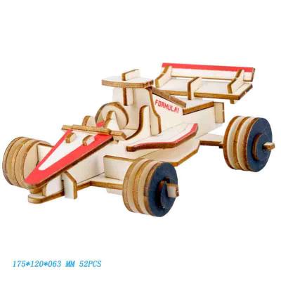 China Laser Craft 3D Jigsaw Vintage Vehicle Formula Car Model Wooden Jigsaw Puzzle Eco-friendly Cut for sale